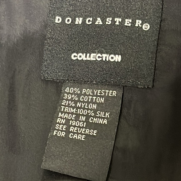 DONCASTER Women’s Blue Tweed Jacket - Sz 14 Ruffle Collar Career - Picture 11 of 12